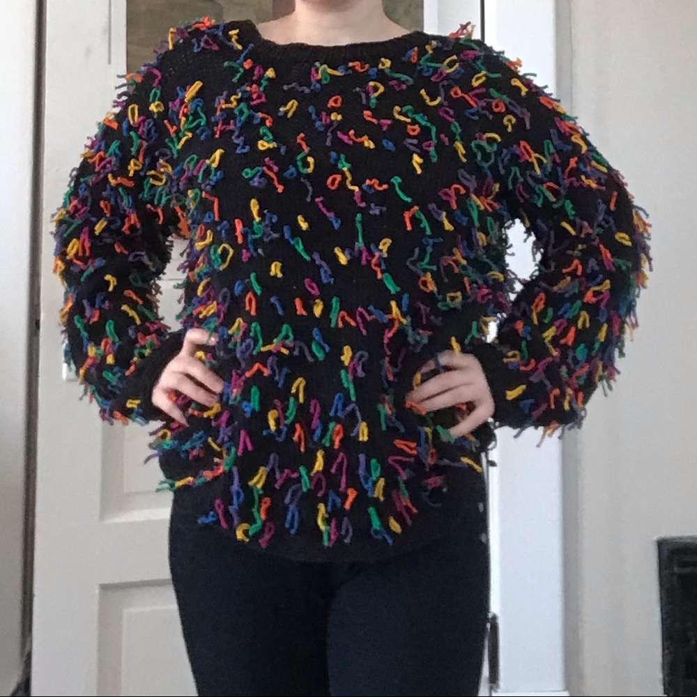 Vintage shaggy black sweater